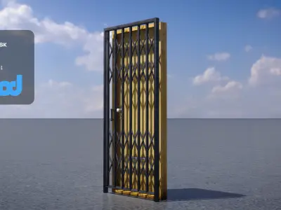 Door and Iron Gate Rigged 3D model