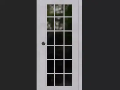White French Door with Glass Panels 3D model