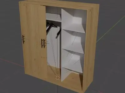 Clothing Wardrobe with sliding doors Low-poly 3D model