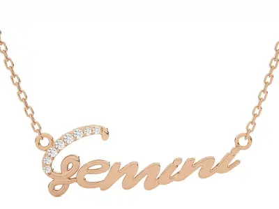 Gemini Zodiac Pendant Necklace 3dm stl render detail 3D print model