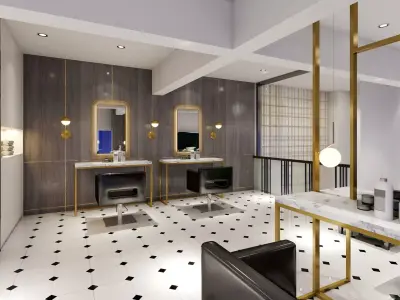 Modern Barber Shop - 3D Model Scene 3D model