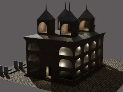  Temple Monastery  Low-poly 3D model