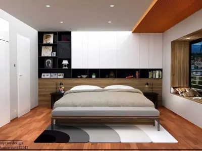 modern bedroom 3d model Low-poly 3D model