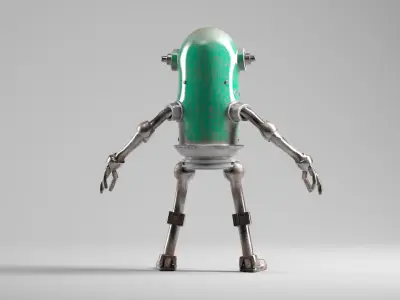 Game Ready Robot Character MINI Rusted BOT Low-poly 3D model