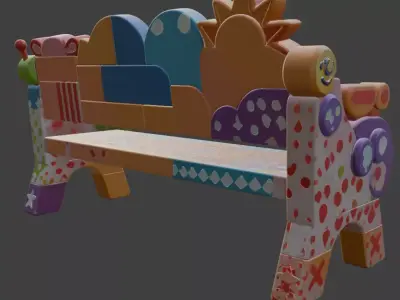 Colorful Kids Cartoon Bench 3D Model 3D model