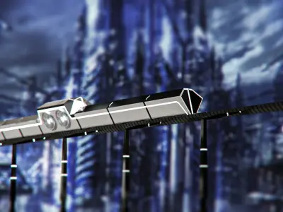 Futuristic Train - 3D model - Scifi  Vehicle - Game Ready Low-poly 3D model