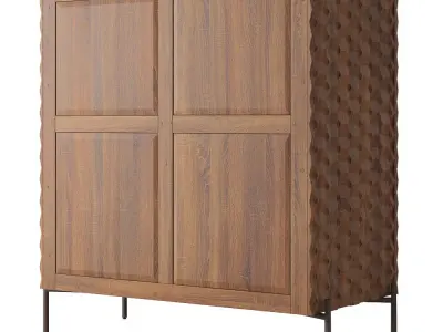 Crate and Barrel Raffael Carved Wood Bar Cabinet 3D model