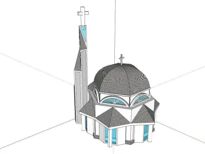 Architecture-Religion-God-Culture-Temple-069 church with cros... 3D model