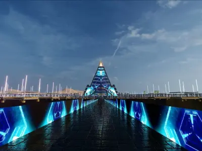 Realistic low poly Music Festival -social distancing Concept Low-poly 3D model