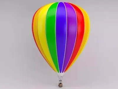 Rainbow Striped Hot Air Balloon 3D model