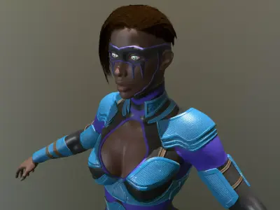 Superhero girl  Low-poly 3D model