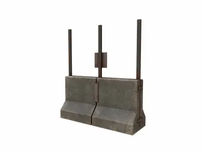Concrete RoadBlock Barrier Barricade 3D model 10