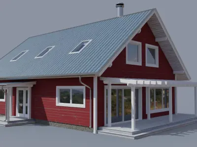 Game-ready Scandinavian House 3D model
