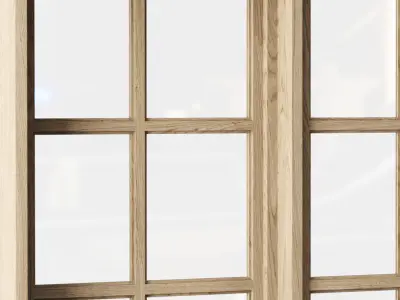 Rectangle wooden windows with doors V4 Low-poly 3D model