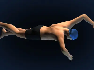 Swimming Man Classic Style Riged and Animated Low-poly 3D model