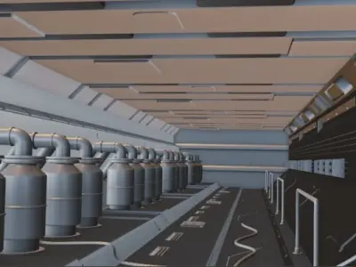 Sci-fi corridor Low-poly 3D model