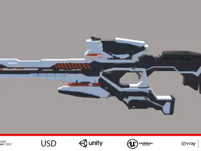 sci-fi gun Low-poly 3D model