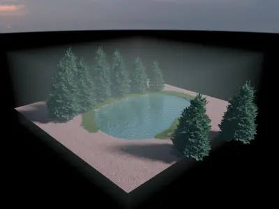 Lake View Scene 3D model