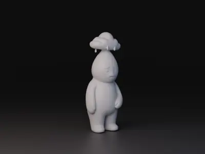 minimal sad miniature statue cloud Free 3D print model