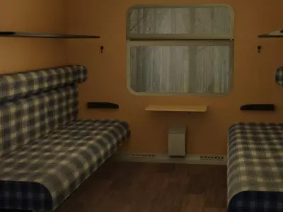 Railway Carriage Interior Low-poly 3D model
