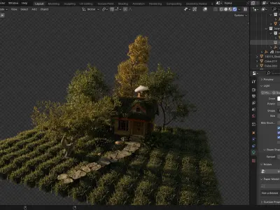 Tiny house in the wood Free 3D model