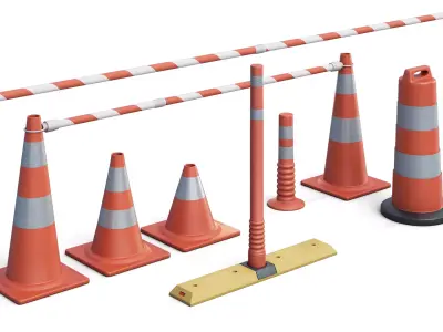 Set of Road Traffic Cones 3D model