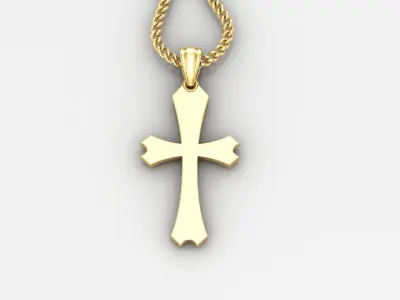 Light Gold 18K Cross Pendant 1CP037 3D print model