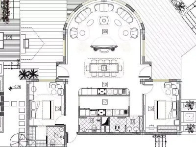 Two-Bedroom Villa Architectural Plan with Landscape Free 3D model