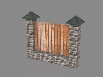 wooden fence Low-poly 3D model