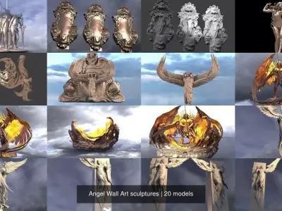 Angel Wall Art sculptures 3D Model Pack