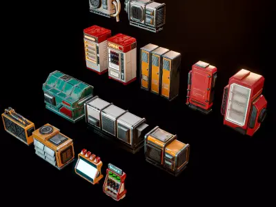 SCIFI CYBERPUNK FUTURISTIC PROP KIT Low-poly 3D model