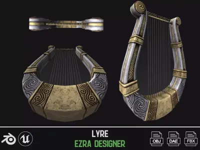 Lyre Roman Low-poly 3D model