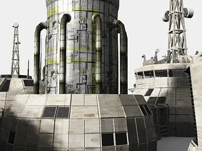 Modular Moon And Mars Base Low-poly 3D model