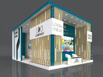 Exhibition Booth Stand Stall 10x7m Height 500 cm 3 Side Open 3D model