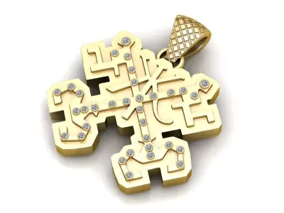 Geometric Diamond Cross Pendant  3D print model