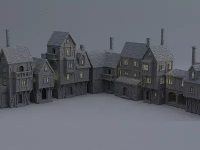 Modular Town District Tabletop Terrain 28 mm  3D print model