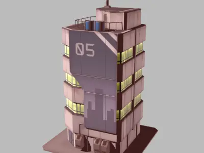 Apartment 1 building with number Low-poly 3D model