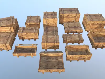 Crates -  Wooden Boxes Low-poly 3D model