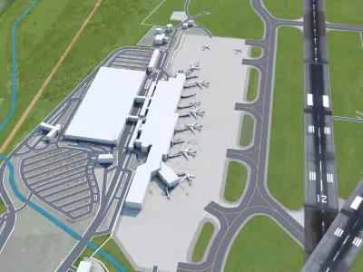 Madison Dane County Airport 10km Low-poly 3D model