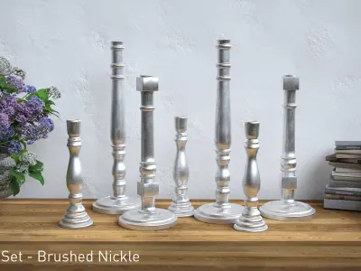 Candlesticks -  3 Size and Shape Variations AND 3 Texture Sets Low-poly 3D model