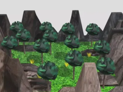 Low Poly Stylized hills forest Low-poly 3D model