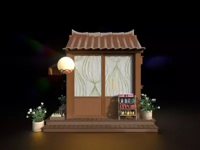 Stylized Japanese  Convenience Store Diorama Low Poly 3D Model  Low-poly 3D model