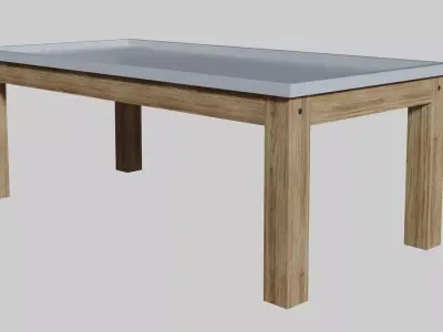 White and Light Wood Coffee Table Low-poly 3D model
