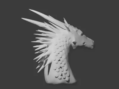 Dragon Bust Model Wings of Fire inspired Low-poly 3D model