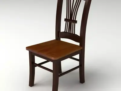 Wooden Chair Low-poly 3D model