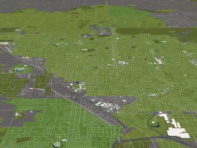 Aurora Modesto CA 50x50km City Map 3D model