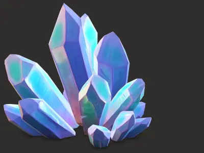 unreal minerals and crystals stylized for cartoon Low-poly 3D model