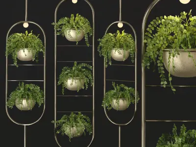 Hanging metal plant vine pot lighting lamp partition divider 3D Model Pack