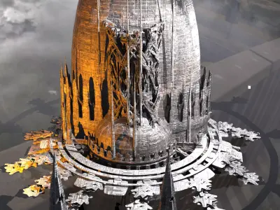 Collossal Grand Sci fi Mega council city kit bash Low-poly 3D model