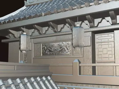 Chinese New Year Building I Lowpoly - PBR GameReady I FBX I GLB Low-poly 3D model